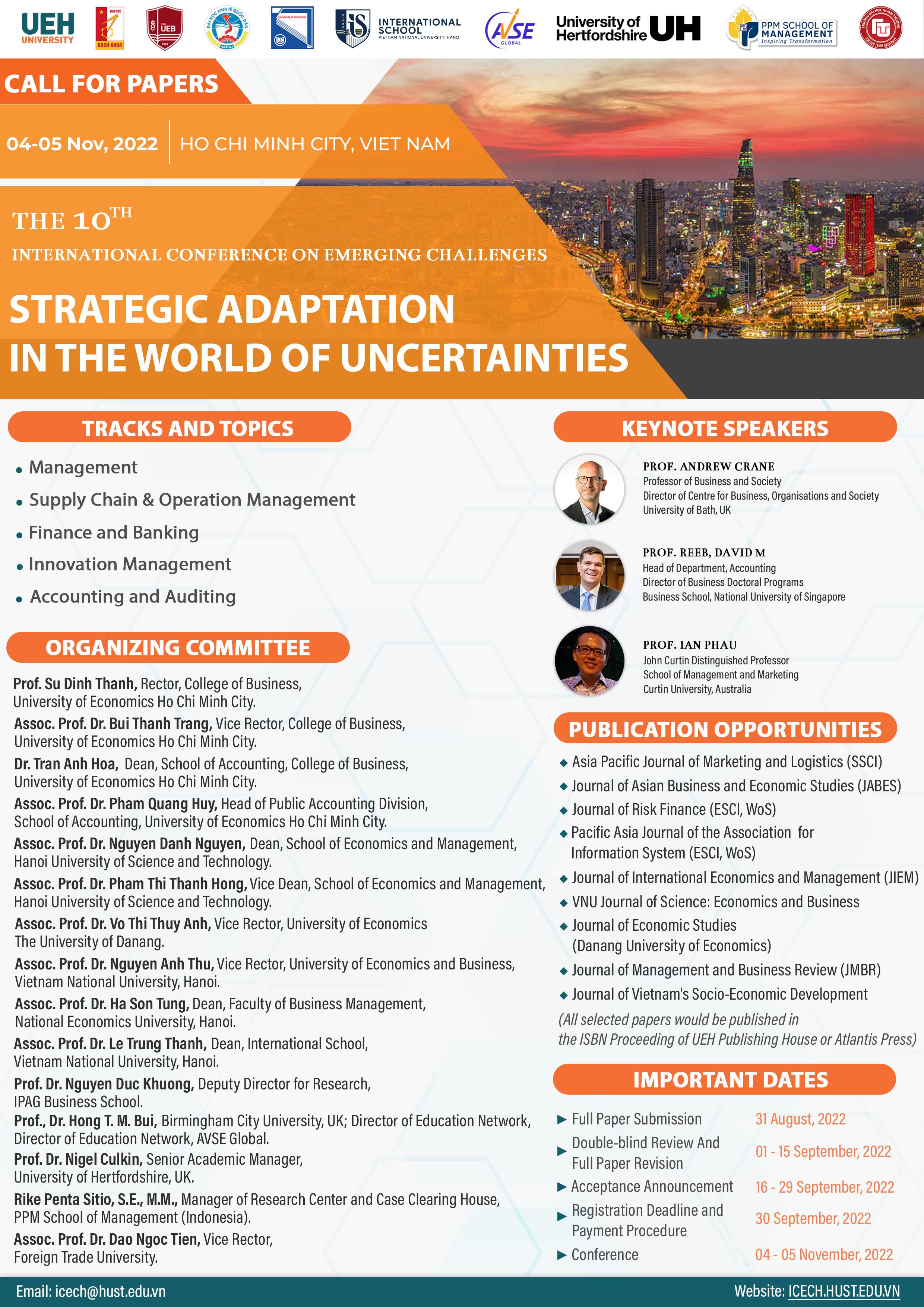 10th International Conference on Emerging Challenges (ICECH): STRATEGIC ADAPTATION IN THE WORLD OF UNCERTAINTIES